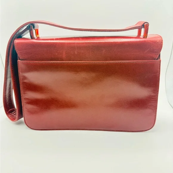 VINTAGE Prada Madras Bachel Leather Flap Bag - Porpora Red Tortoise - Picture 2 of 15